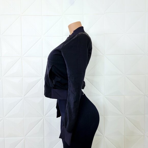 Lululemon Women's Black Non Stop Long Sleeve Full Zip Bomber Jacket Size 2 - Picture 4 of 8